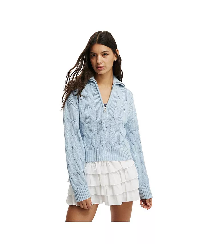 Женский хлопковый свитер с косами и застежкой-молнией на половину длины COTTON ON, синий
Женский хлопковый свитер с косами и застежкой-молнией на половину длины COTTON ON, синий