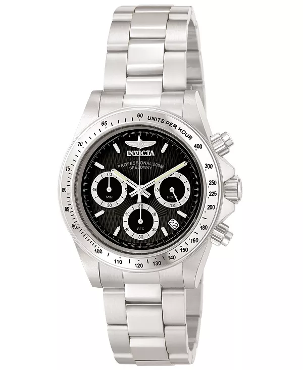 Мужские кварцевые часы-хронограф Speedway 9223 с черным циферблатом Invicta, silver
Мужские кварцевые часы-хронограф Speedway 9223 с черным циферблатом Invicta, silver