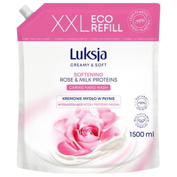Сливочное и мягкое сливочное жидкое мыло "Роза и молочные протеины", сменная упаковка, 1500 мл Luksja
Сливочное и мягкое сливочное жидкое мыло "Роза и молочные протеины", сменная упаковка, 1500 мл Luksja