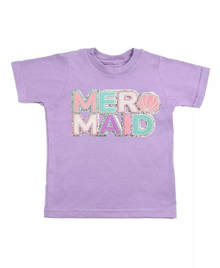 Футболка с короткими рукавами и нашивкой «Русалка» для маленьких девочек Sweet Wink, фиолетовый 
Футболка с короткими рукавами и нашивкой «Русалка» для маленьких девочек Sweet Wink, фиолетовый