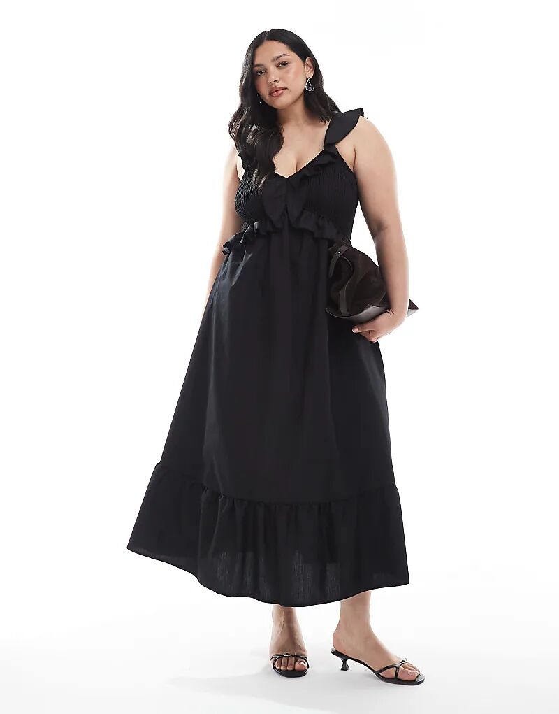 Платье миди New Look Curve с оборками и сборками черного цвета
Платье миди New Look Curve с оборками и сборками черного цвета