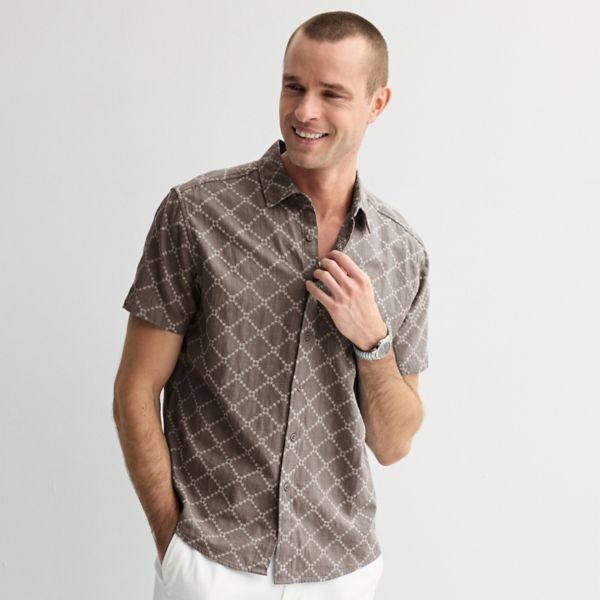 Мужская рубашка с вышитым воротником и застежкой на пуговицы Apt. 9, цвет khaki brown 
Мужская рубашка с вышитым воротником и застежкой на пуговицы Apt. 9, цвет khaki brown