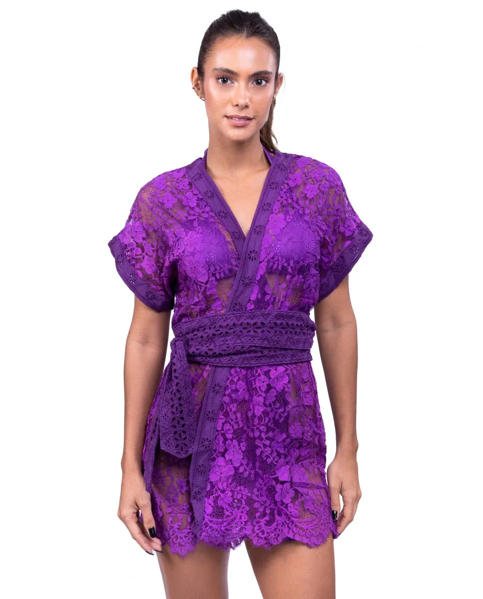 Короткое кружевное пляжное платье Despi, фиолетовый
Короткое кружевное пляжное платье Despi, фиолетовый