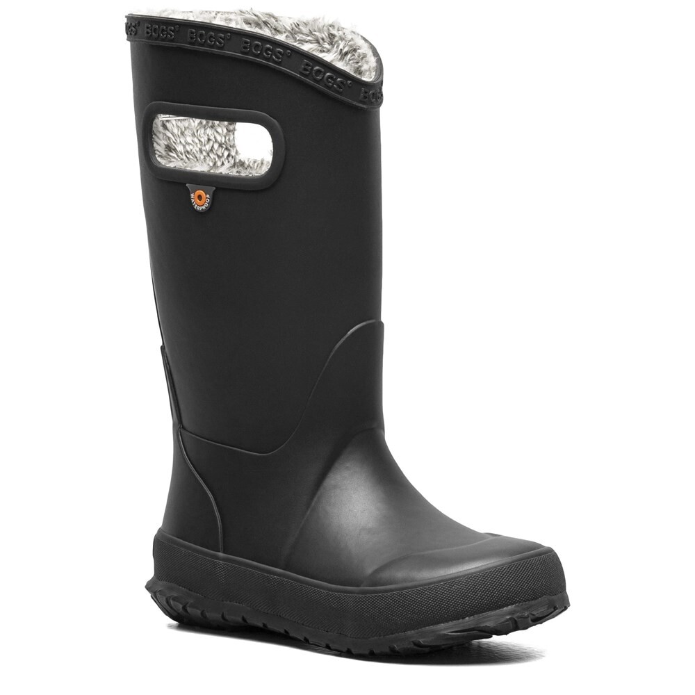 Детские водонепроницаемые плюшевые дождевые сапоги для малышей/маленьких/больших детей Bogs, черный 
Детские водонепроницаемые плюшевые дождевые сапоги для малышей/маленьких/больших детей Bogs, черный