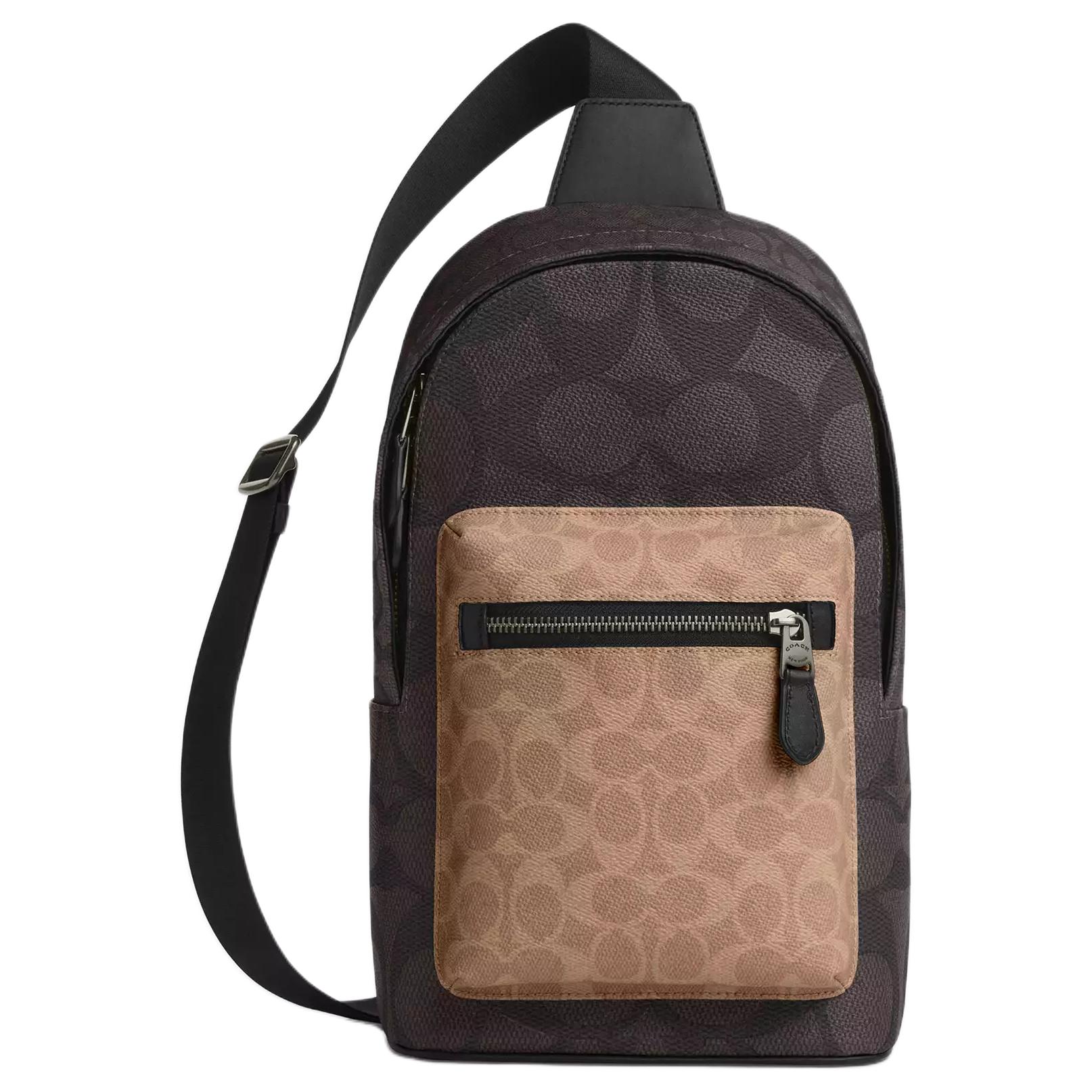 COACH Западно-сигнатурная кожаная сумка через плечо
COACH Западно-сигнатурная кожаная сумка через плечо