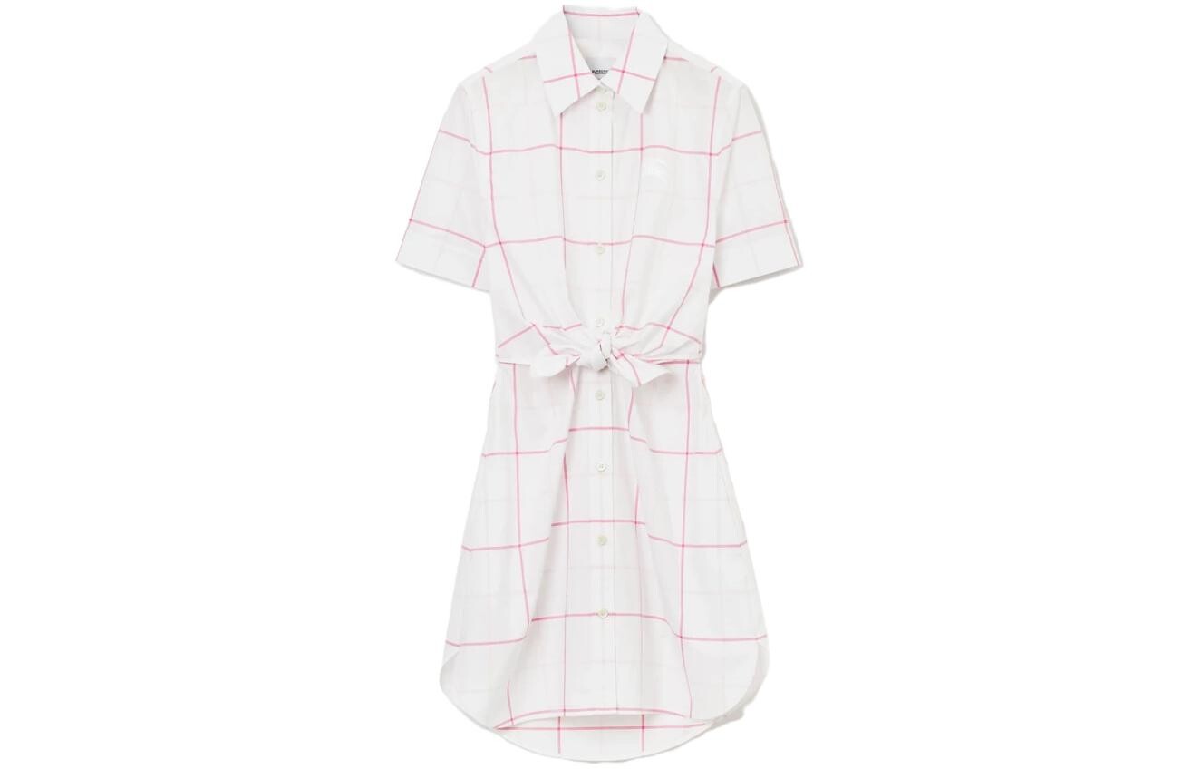 Платье женское Burberry в клетку, белый 
Платье женское Burberry в клетку, белый