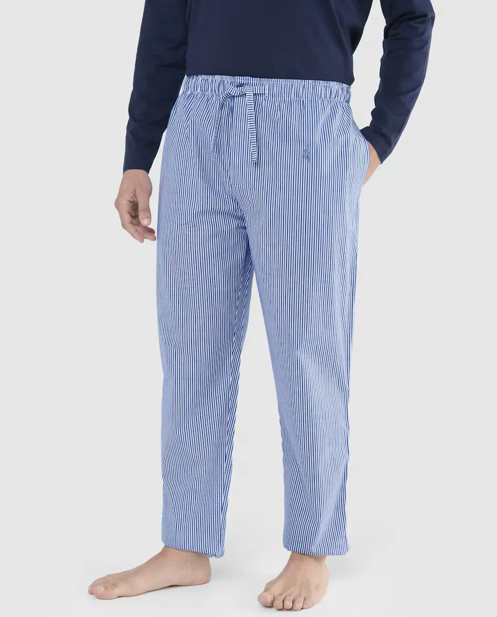 Мужские длинные пижамные брюки из синей ткани El Búho Nocturno, белый
Мужские длинные пижамные брюки из синей ткани El Búho Nocturno, белый