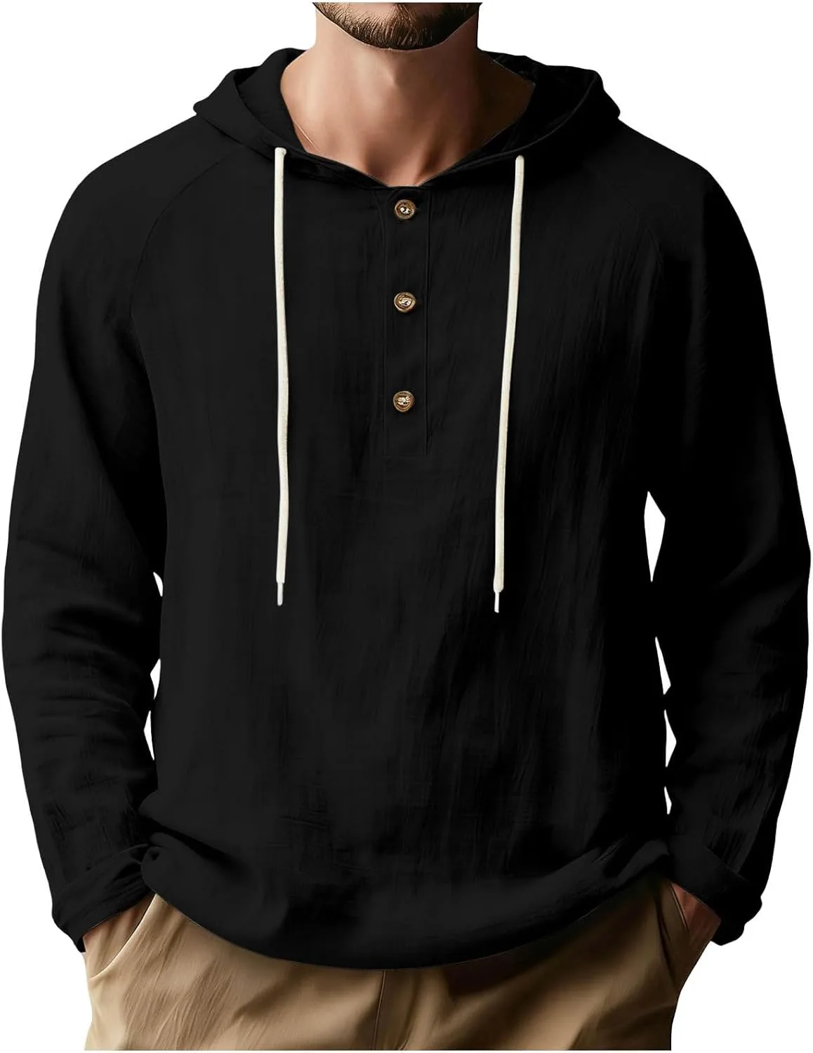 Мужская льняная толстовка хенли с длинным рукавом
Мужская льняная толстовка хенли с длинным рукавом