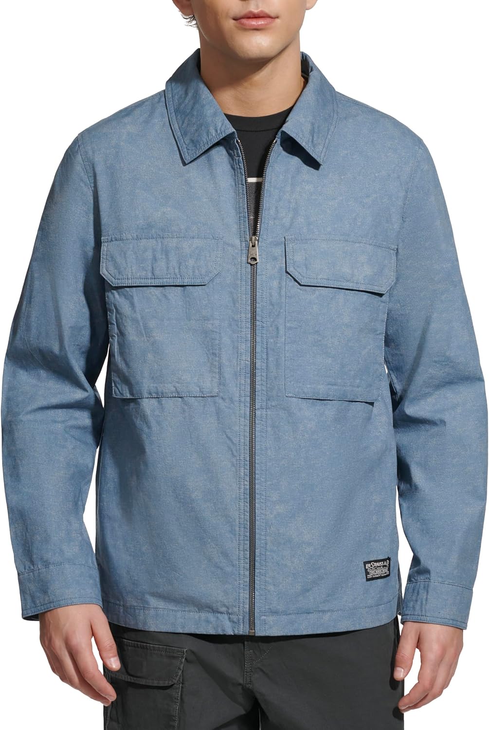 Levi's mens 2-chest Pocket Workwear Shacket, Blue Print
Levi's mens 2-chest Pocket Workwear Shacket, Blue Print
