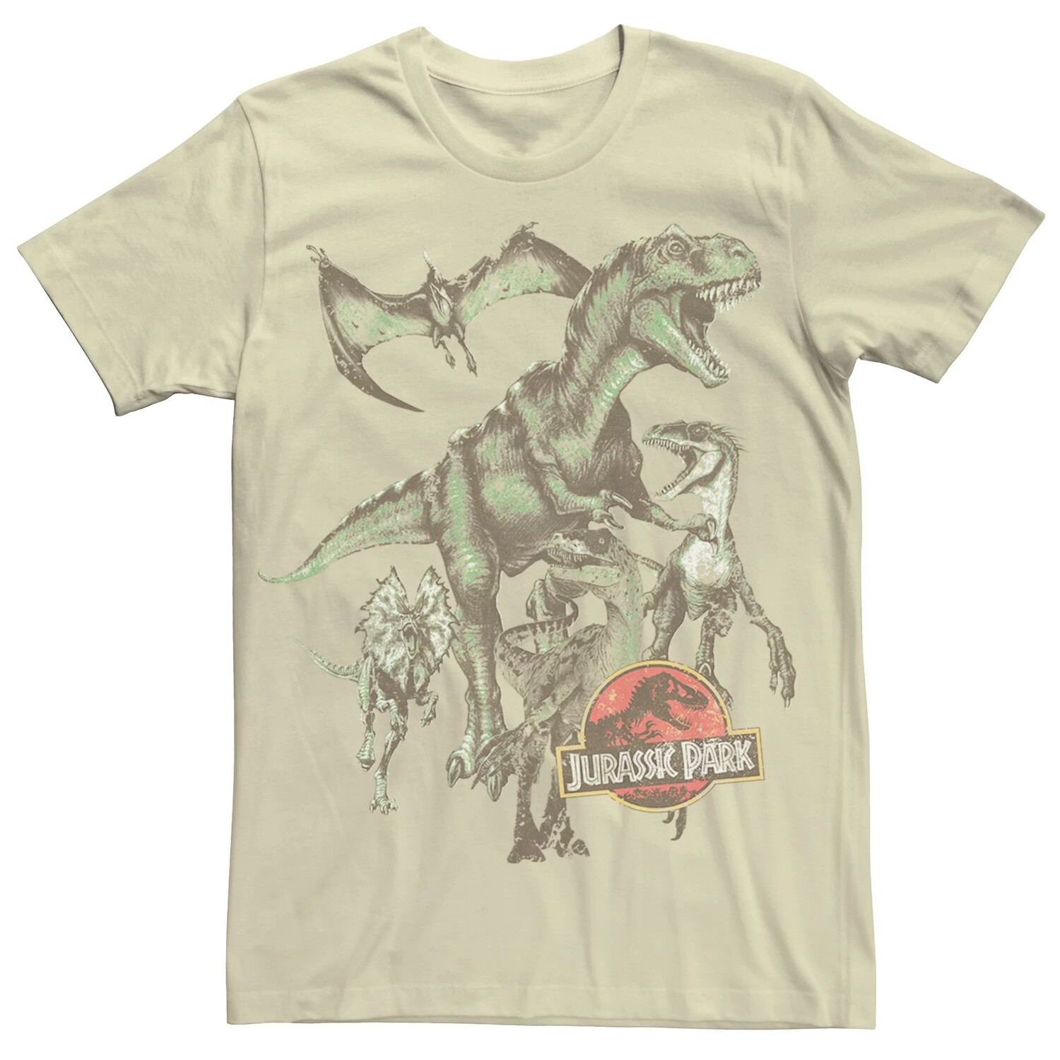 Мужская футболка с динозавром в стиле ретро «Парк Юрского периода» Licensed Character, Серый, Мужская футболка с динозавром в стиле ретро «Парк Юрского периода» Licensed Character