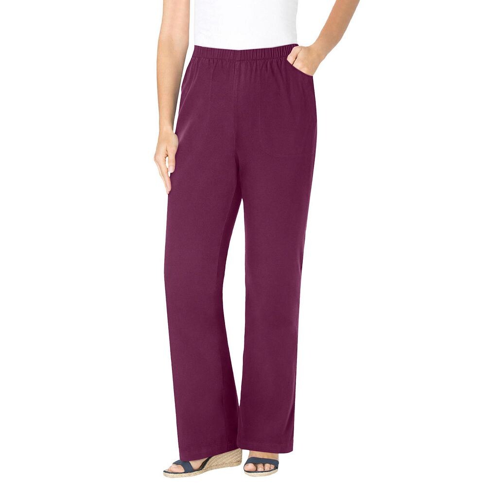 Женщина в женских джинсах Fineline размера плюс Petite Bootcut Fineline Woman Within, цвет Deep Claret 
Женщина в женских джинсах Fineline размера плюс Petite Bootcut Fineline Woman Within, цвет Deep Claret