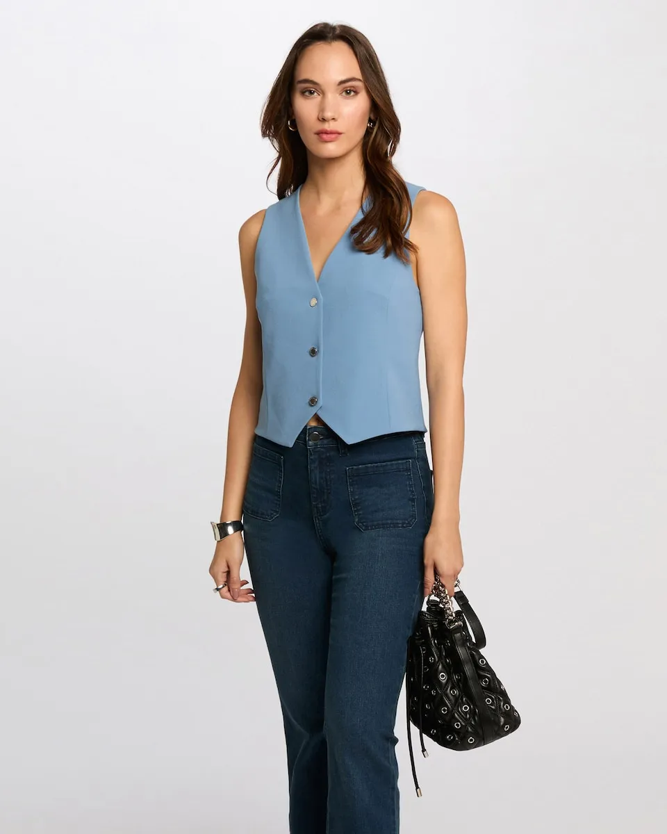 Жилет женский однотонный с застежкой на пуговицы Morgan, голубой
Жилет женский однотонный с застежкой на пуговицы Morgan, голубой