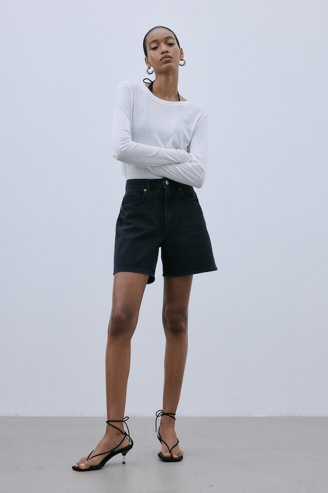 Джинсовые шорты с завышенной талией H&M, серый
Джинсовые шорты с завышенной талией H&M, серый