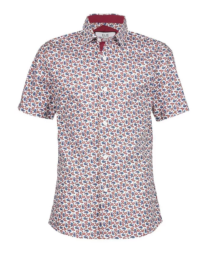 Белая рубашка с коротким рукавом и синим узором пейсли для мальчиков-подростков, Slim Fit Elie Balleh, белый
Белая рубашка с коротким рукавом и синим узором пейсли для мальчиков-подростков, Slim Fit Elie Balleh, белый