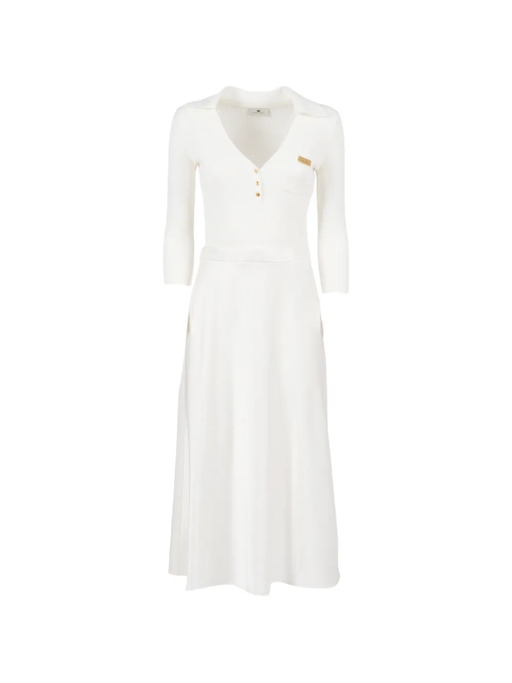 Трикотажное миди-платье с ребристым воротником Elisabetta Franchi, белый
Трикотажное миди-платье с ребристым воротником Elisabetta Franchi, белый