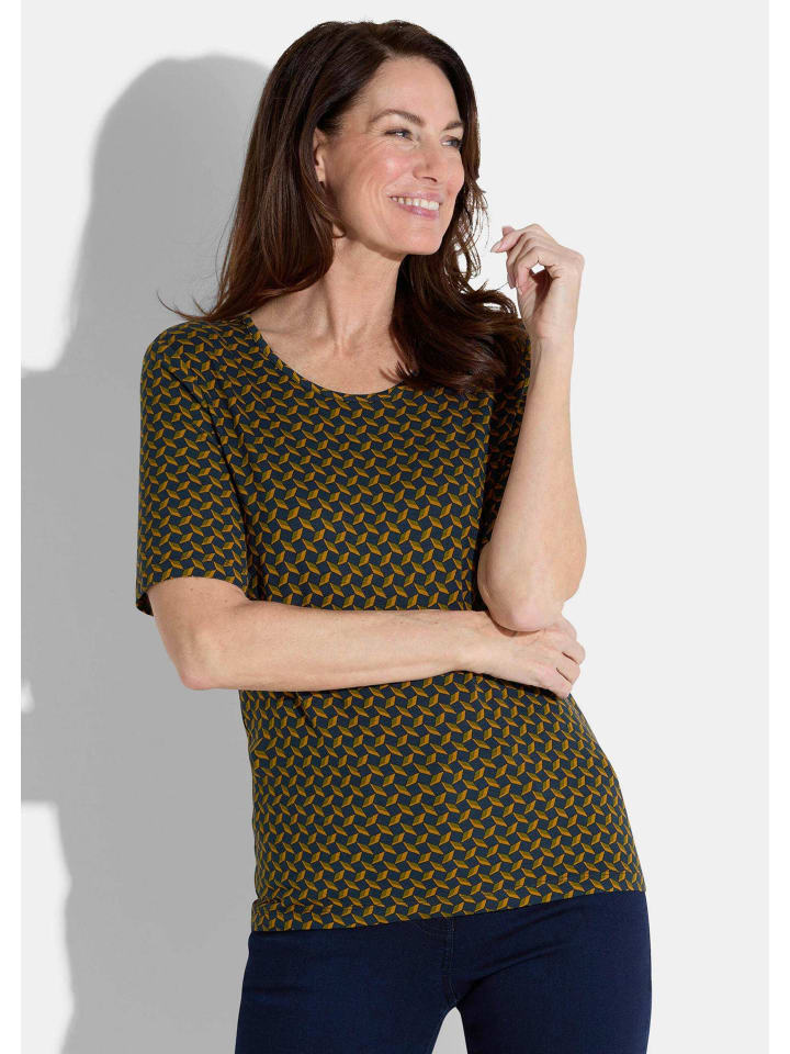 Рубашка темно-синего/медового цвета с узором GOLDNER
Рубашка темно-синего/медового цвета с узором GOLDNER