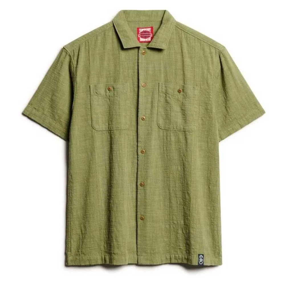 Рубашка с коротким рукавом Superdry Merchant Textured, зеленый 
Рубашка с коротким рукавом Superdry Merchant Textured, зеленый