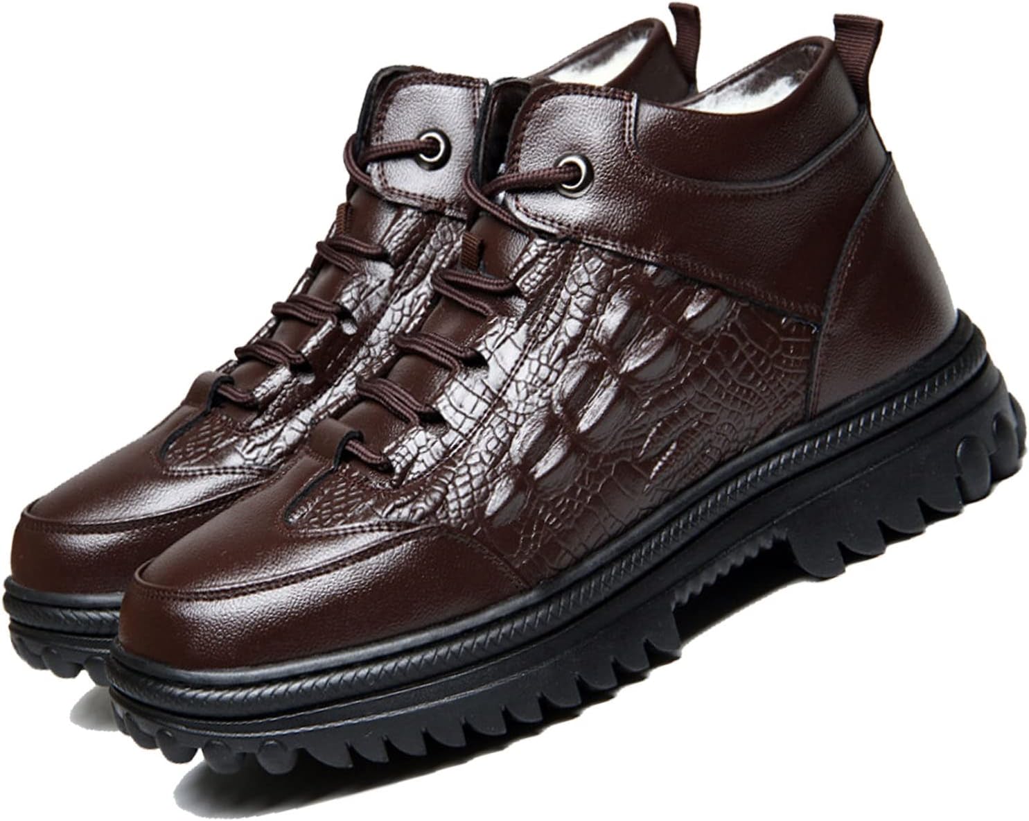 Мужские ботинки DESESE с отделкой под крокодила из коровьей кожи, с утяжкой роста, противоскользящие, на щиколотку, с платформой, утепленные шерстью внутри, на шнуровке, удобная обувь, коричневый
Мужские ботинки DESESE с отделкой под крокодила из коровьей кожи, с утяжкой роста, противоскользящие, на щиколотку, с платформой, утепленные шерстью внутри, на шнуровке, удобная обувь, коричневый