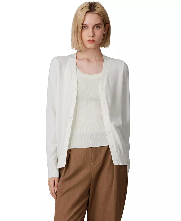 Женский лёгкий кардиган из 100% мериносовой шерсти | Ультрамягкие тонкие свитера, можно стирать в стиральной машине JENNIE LIU, коричневый/бежевый 
Женский лёгкий кардиган из 100% мериносовой шерсти | Ультрамягкие тонкие свитера, можно стирать в стиральной машине JENNIE LIU, коричневый/бежевый