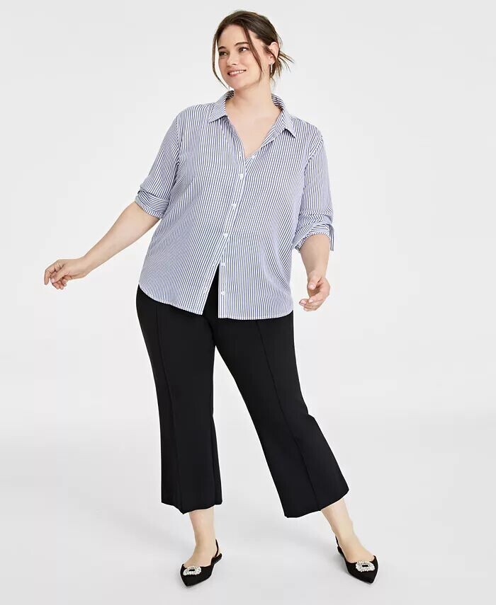 Модная креповая рубашка больших размеров на пуговицах спереди On 34Th, зеленый
Модная креповая рубашка больших размеров на пуговицах спереди On 34Th, зеленый