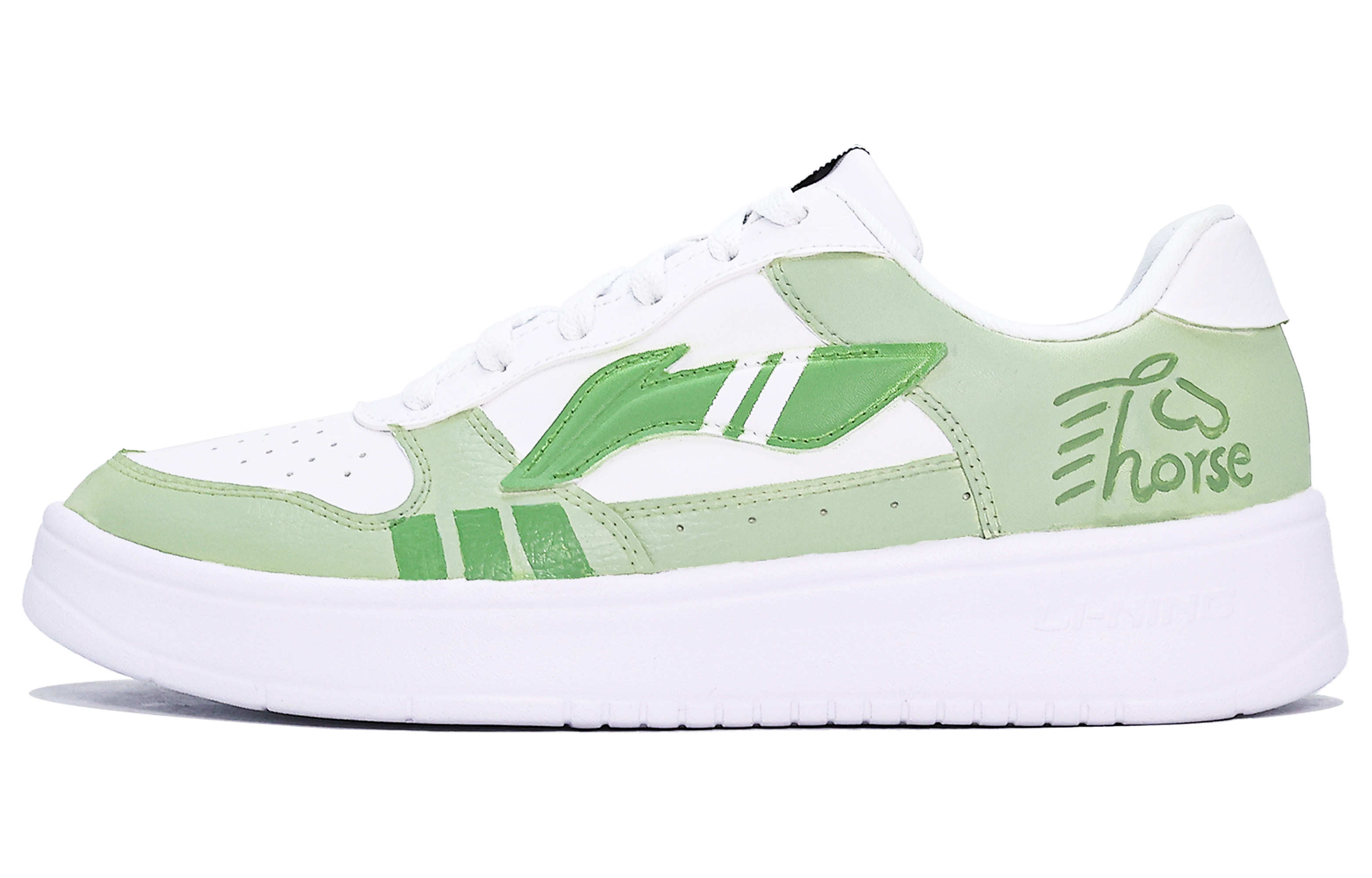 Мужские плавающие скейтбордистские кроссовки Li Ning с противоскользящей, амортизирующей и износостойкой подошвой., белый зеленый
Мужские плавающие скейтбордистские кроссовки Li Ning с противоскользящей, амортизирующей и износостойкой подошвой., белый зеленый