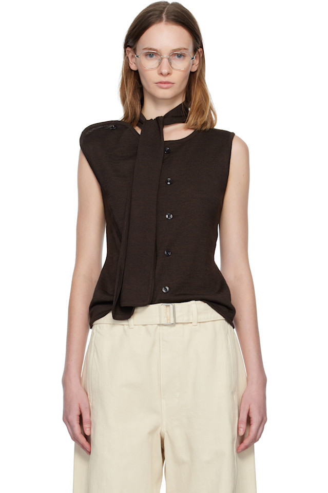 Lemaire Коричневый асимметричный кардиган без рукавов
Lemaire Коричневый асимметричный кардиган без рукавов