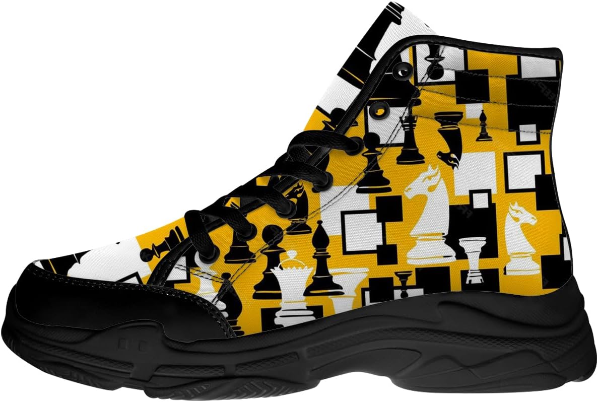 Высокие кеды-шахматы для мужчин и женщин, кроссовки на шнуровке из холста, забавные подарки для нее и для него Quorax, черный/желтый
Высокие кеды-шахматы для мужчин и женщин, кроссовки на шнуровке из холста, забавные подарки для нее и для него Quorax, черный/желтый