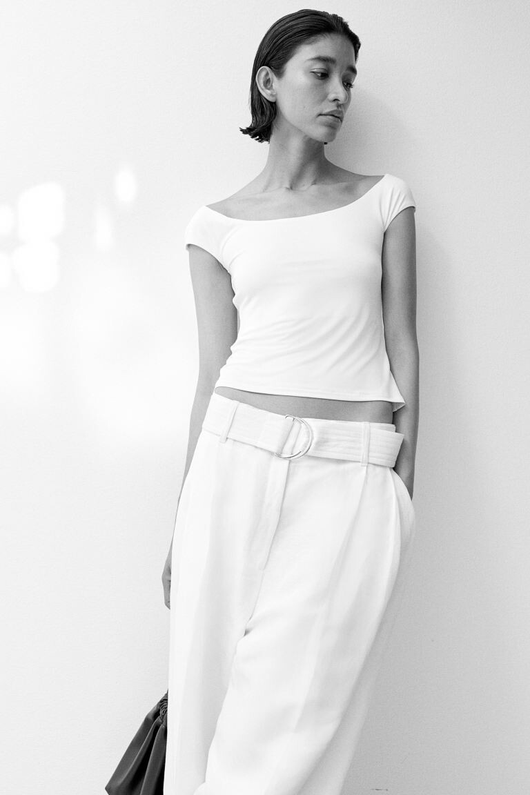 Рубашка с вырезом «балерина» H&M, белый
Рубашка с вырезом «балерина» H&M, белый