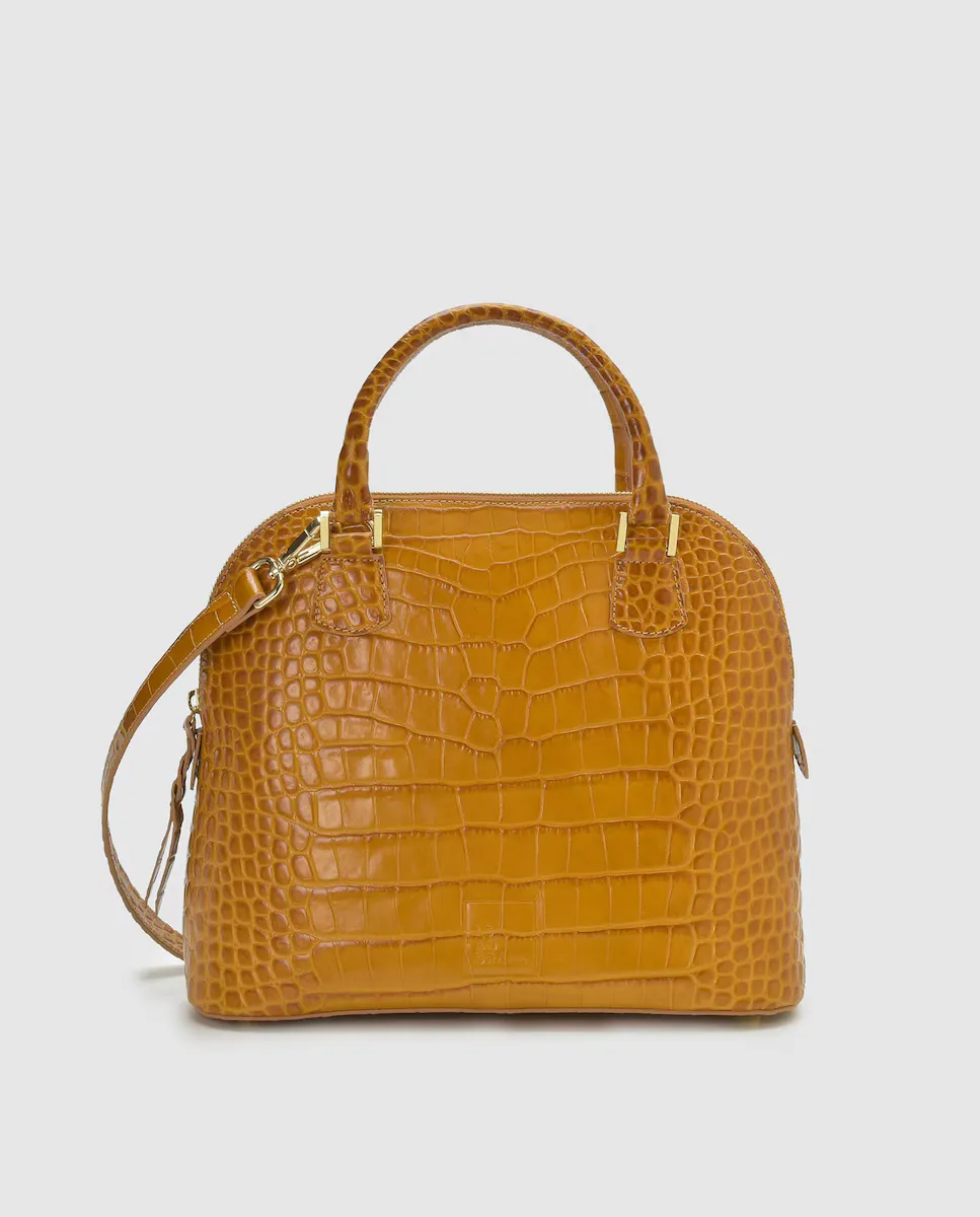 Многопозиционная сумка из кожи Camel с гравировкой кокосового ореха Leandra, коричневый