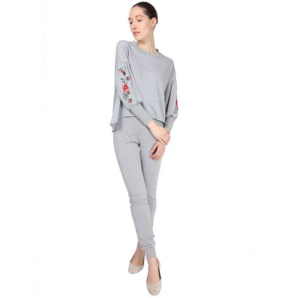 Женский оверсайз топ с удлиненными рукавами, ребристыми манжетами и вышивкой Memoi, Gray Heather
Женский оверсайз топ с удлиненными рукавами, ребристыми манжетами и вышивкой Memoi, Gray Heather