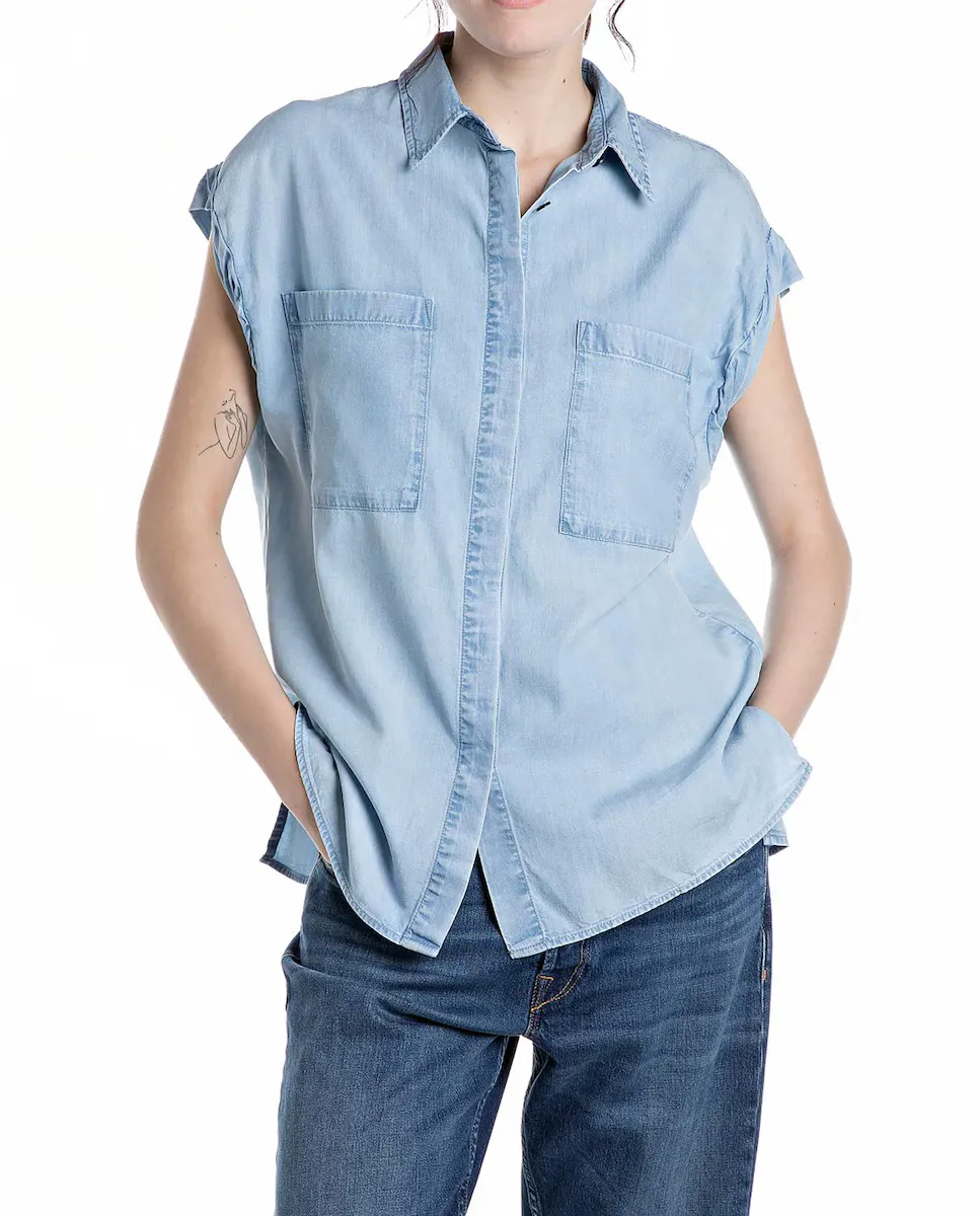 Женская джинсовая рубашка без рукавов Replay, синий
Женская джинсовая рубашка без рукавов Replay, синий