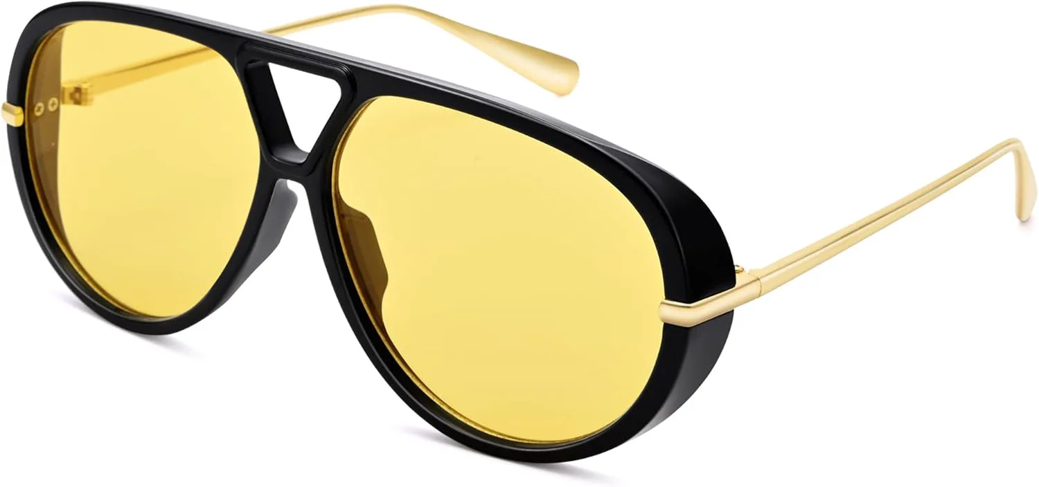 NULOOQ Модные солнцезащитные очки-авиаторы большого размера для женщин и мужчин в стиле ретро, большие солнцезащитные очки-щитки, C6* Black Frame/Yellow Lens
NULOOQ Модные солнцезащитные очки-авиаторы большого размера для женщин и мужчин в стиле ретро, большие солнцезащитные очки-щитки, C6* Black Frame/Yellow Lens