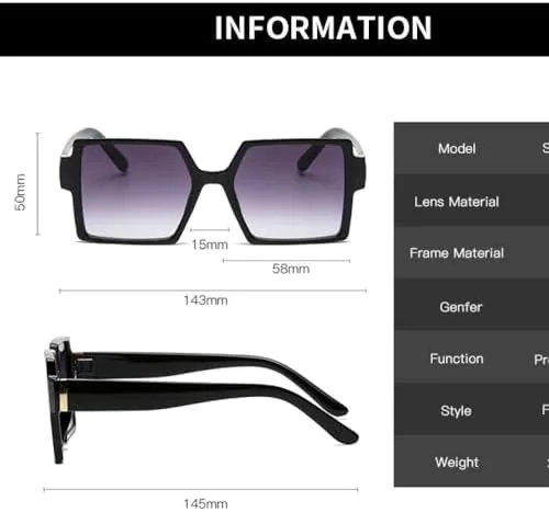 Винтажные большие квадратные солнцезащитные очки для женщин в стиле ретро с крупной оправой, черные, модные очки с градиентным переходом цвета MTZJH, Clear Brown
Винтажные большие квадратные солнцезащитные очки для женщин в стиле ретро с крупной оправой, черные, модные очки с градиентным переходом цвета MTZJH, Clear Brown