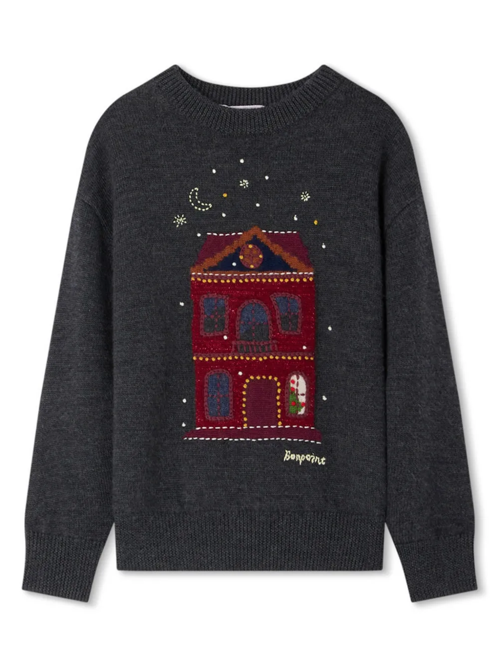 Шерстяной джемпер вязки интарсия Bonpoint, серый
Шерстяной джемпер вязки интарсия Bonpoint, серый