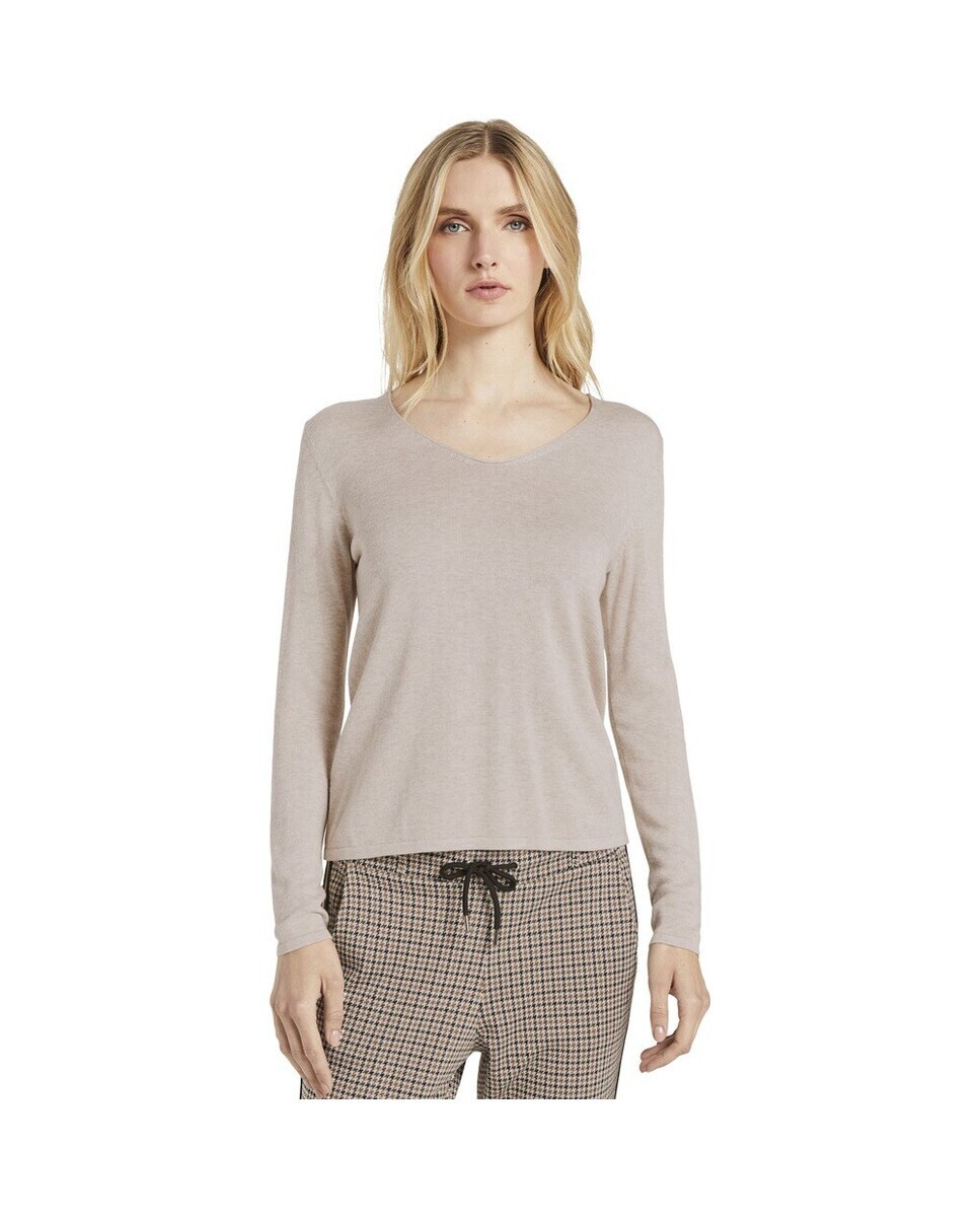 Женский свитер с длинными рукавами и V-образным вырезом Tom Tailor, бежевый
Женский свитер с длинными рукавами и V-образным вырезом Tom Tailor, бежевый