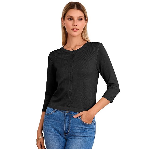 Женский укороченный кардиган с 3/4 рукавом и пуговицами Yesfashion, Black
Женский укороченный кардиган с 3/4 рукавом и пуговицами Yesfashion, Black