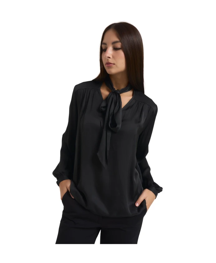 Черная блузка с длинными рукавами и V-образным вырезом Manila Grace, черный
Черная блузка с длинными рукавами и V-образным вырезом Manila Grace, черный