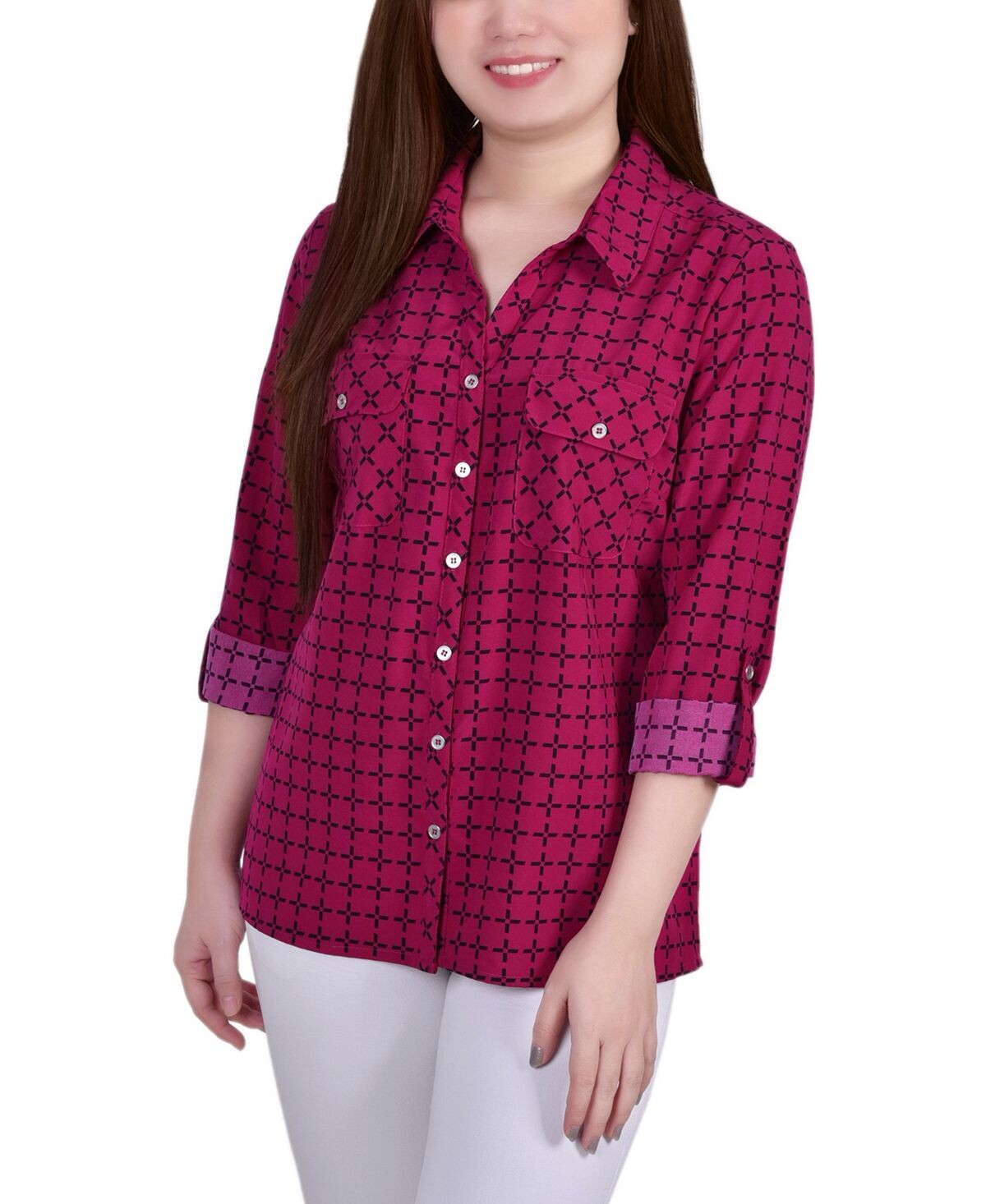 Женская рубашка длиной 3/4 с карманами NY Collection
Женская рубашка длиной 3/4 с карманами NY Collection