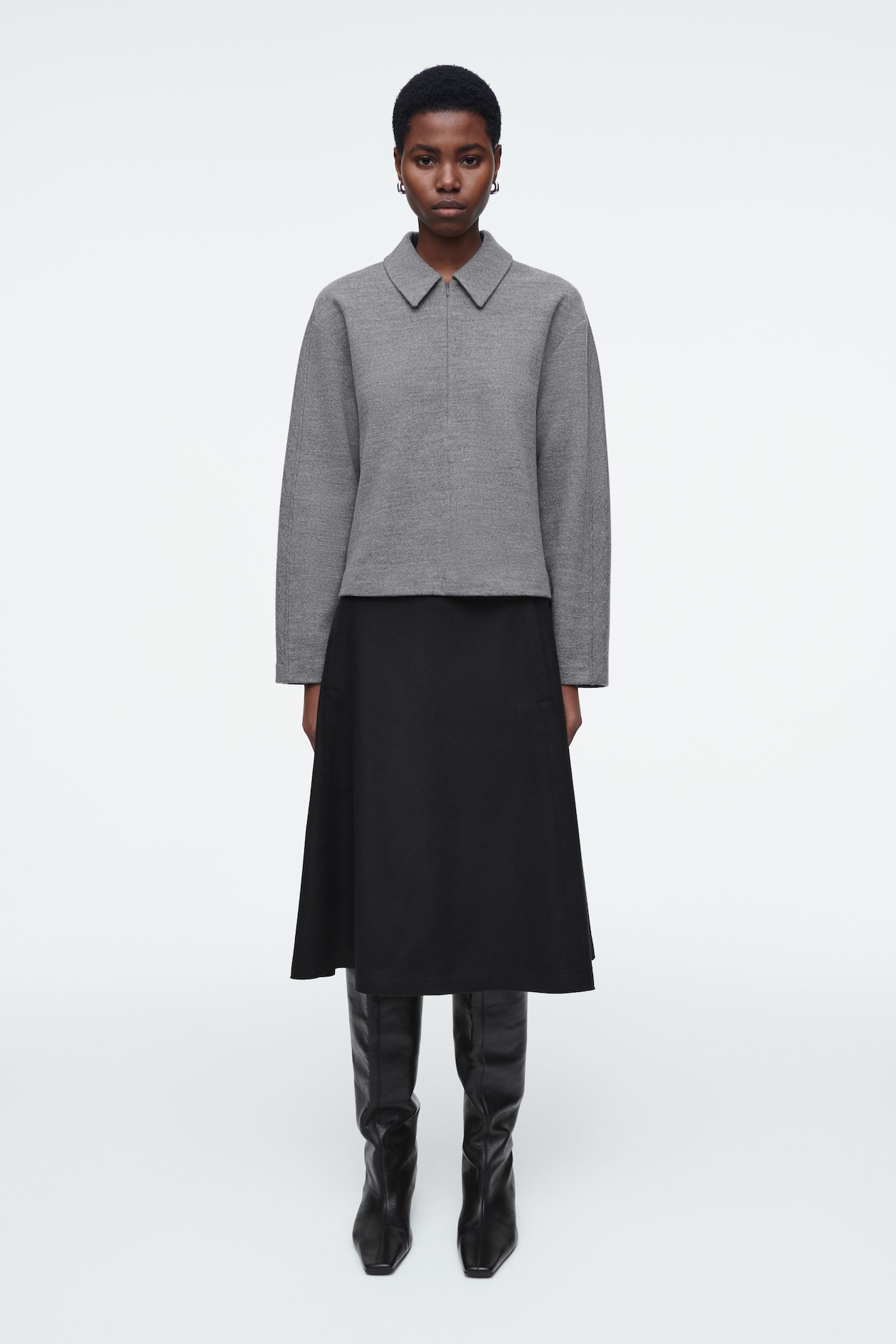 Кардиган на молнии из вареной смеси с шерстью COS, серый меланж
Кардиган на молнии из вареной смеси с шерстью COS, серый меланж