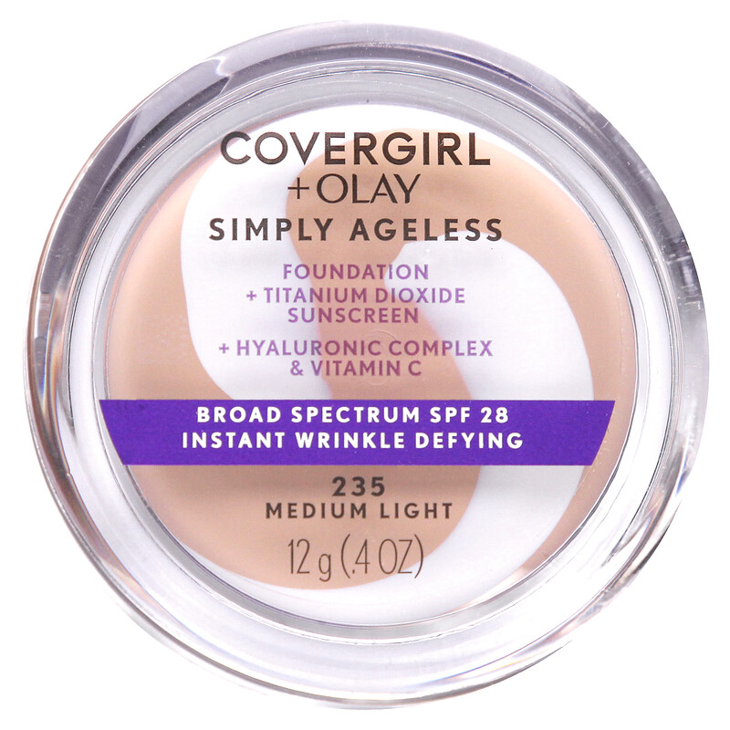 Covergirl, Olay Simply Ageless, тональная основа, SPF 28, средний светлый 235, 12 г (0,4 унции)
Covergirl, Olay Simply Ageless, тональная основа, SPF 28, средний светлый 235, 12 г (0,4 унции)
