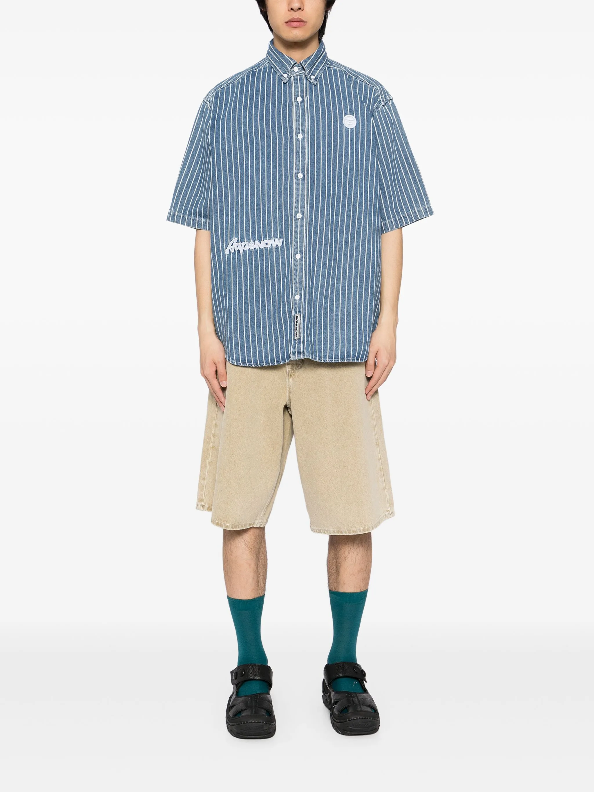 Джинсовая рубашка в полоску Aape By A Bathing Ape, синий
Джинсовая рубашка в полоску Aape By A Bathing Ape, синий