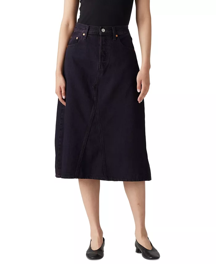 Женская джинсовая юбка с завышенной талией, силуэт А-силуэта, деконструированная Levi's, черный
Женская джинсовая юбка с завышенной талией, силуэт А-силуэта, деконструированная Levi's, черный