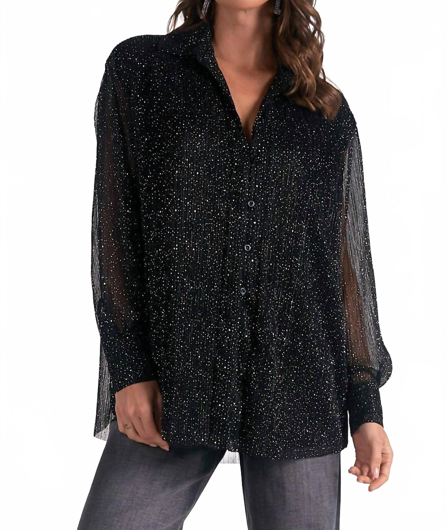 Черная блуза с длинными рукавами оверсайз ELAN 
Черная блуза с длинными рукавами оверсайз ELAN