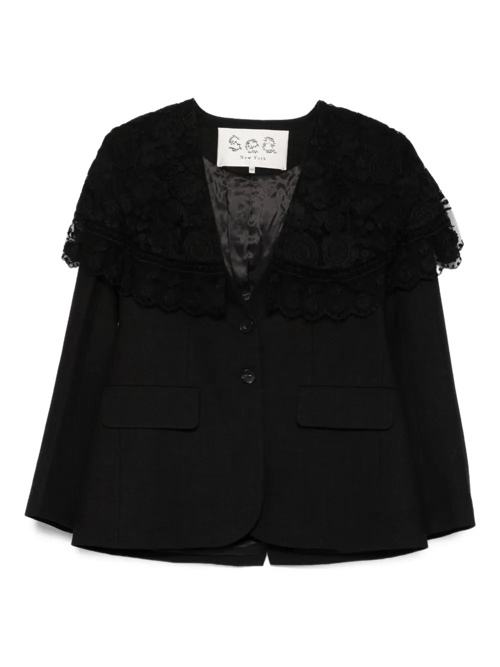 Жакет в тонкую полоску с кружевом Sea, черный 
Жакет в тонкую полоску с кружевом Sea, черный