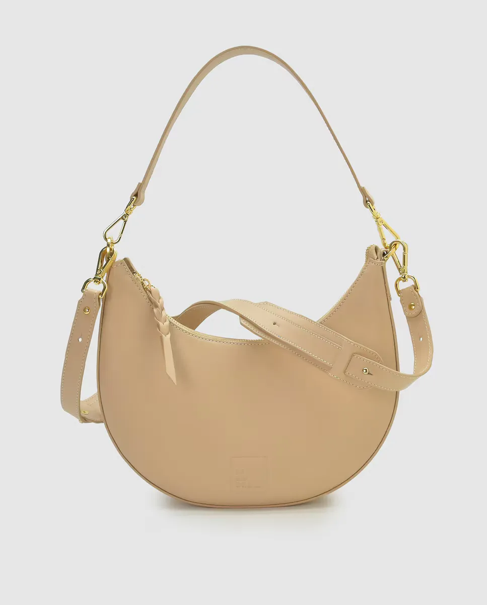 Бежевая кожаная сумка через плечо в форме полумесяца Leandra, бежевый
Бежевая кожаная сумка через плечо в форме полумесяца Leandra, бежевый