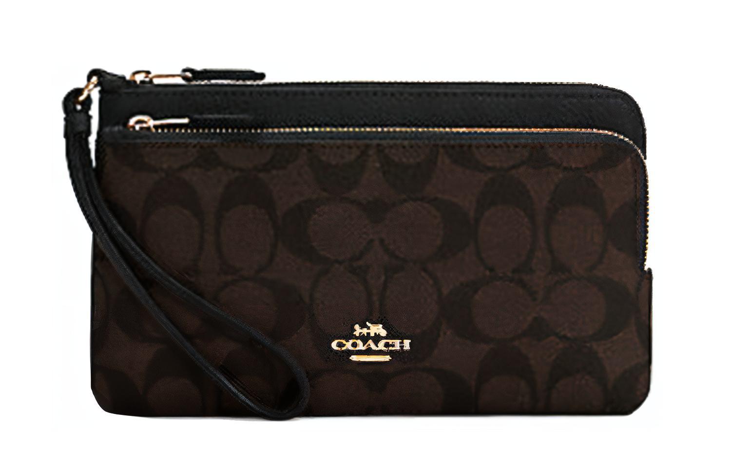 COACH Дамский клатч среднего размера с двойной молнией из кожи и панелями из ткани для карт
COACH Дамский клатч среднего размера с двойной молнией из кожи и панелями из ткани для карт