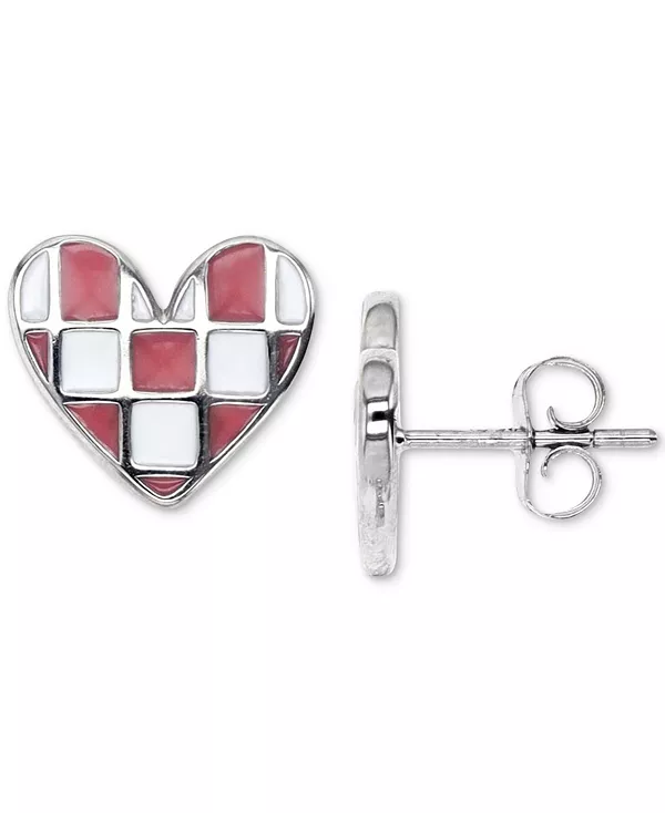 Серьги-Гвоздики в форме сердца с розово-белой эмалью и шахматной доской Macy'S, pink/silver
Серьги-Гвоздики в форме сердца с розово-белой эмалью и шахматной доской Macy'S, pink/silver