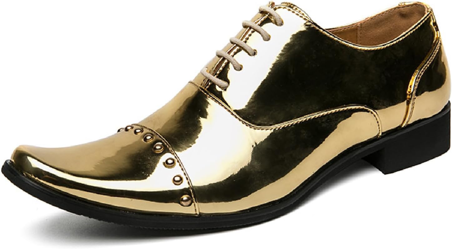 Мужские оксфорды Челси из лакированной кожи с заклепками, модный заостренный носок, шнуровка, удобный массивный каблук, туфли смокинг для вечеринки, бизнес-офиса и официального наряда Loveheynew, золотой
Мужские оксфорды Челси из лакированной кожи с заклепками, модный заостренный носок, шнуровка, удобный массивный каблук, туфли смокинг для вечеринки, бизнес-офиса и официального наряда Loveheynew, золотой