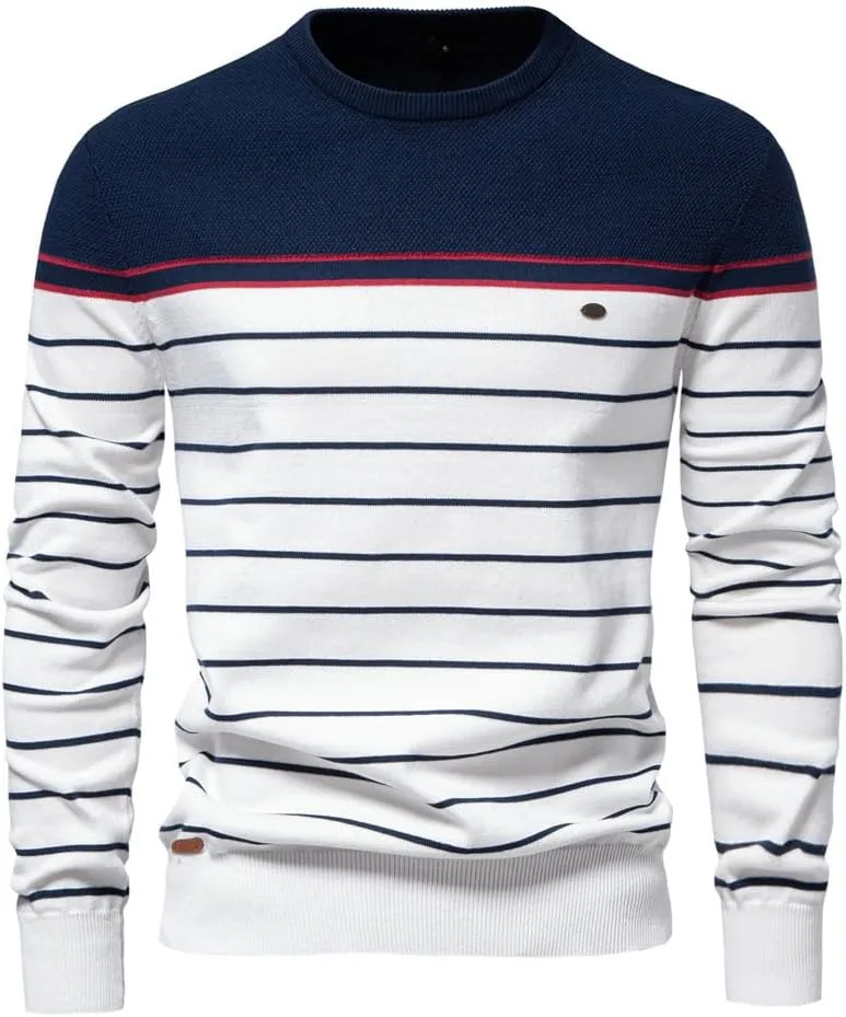 Мужской полосатый свитер с контрастной отделкой и резинкой LUORUAN
Мужской полосатый свитер с контрастной отделкой и резинкой LUORUAN