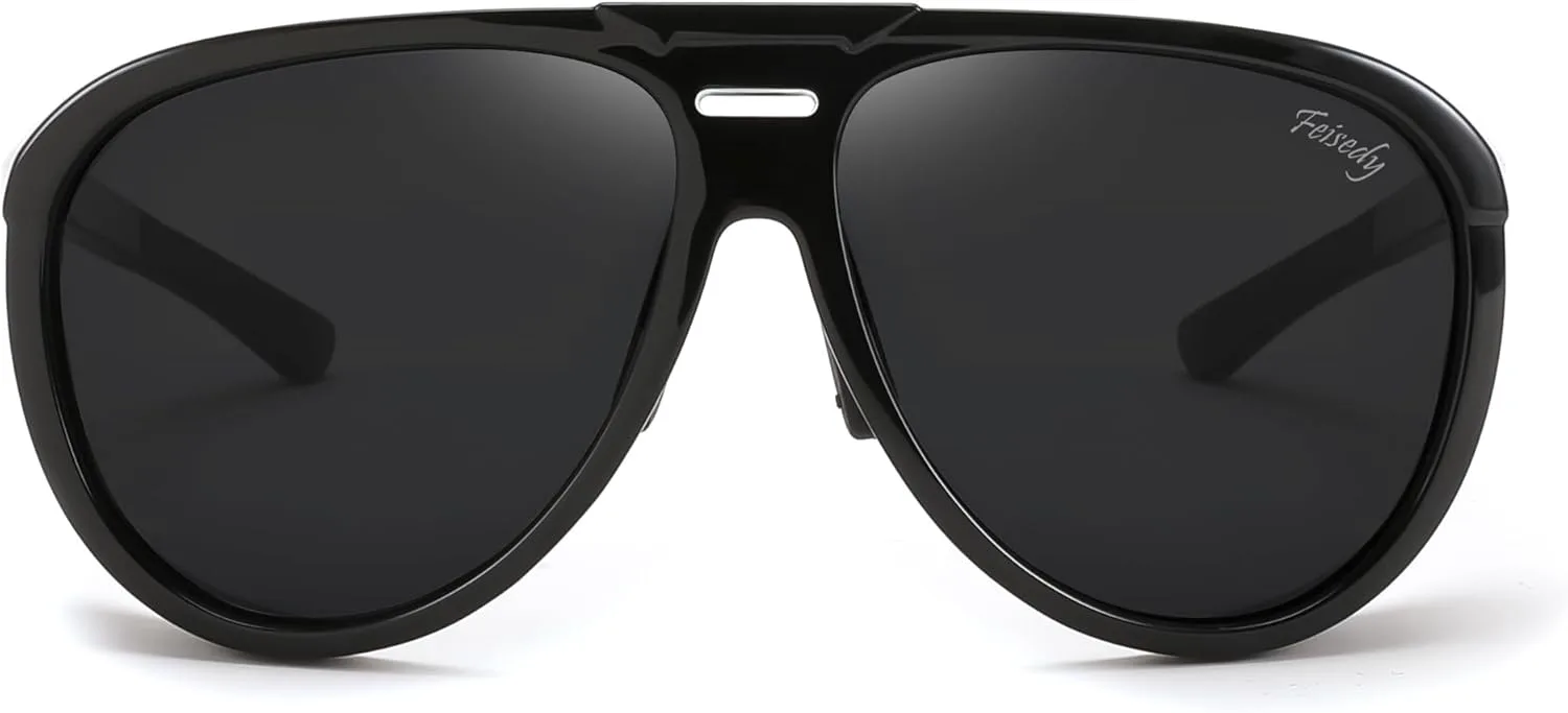 Поляризованные солнцезащитные очки-авиаторы FEISEDY для мужчин и женщин, большие круглые, в стиле стимпанк, с боковыми щитками, B0095, Black Frame & Grey Lens
Поляризованные солнцезащитные очки-авиаторы FEISEDY для мужчин и женщин, большие круглые, в стиле стимпанк, с боковыми щитками, B0095, Black Frame & Grey Lens